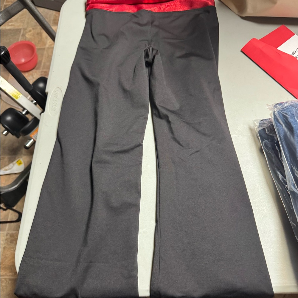 Girls' Black Sweatpant Joggers with Red Waistband‎